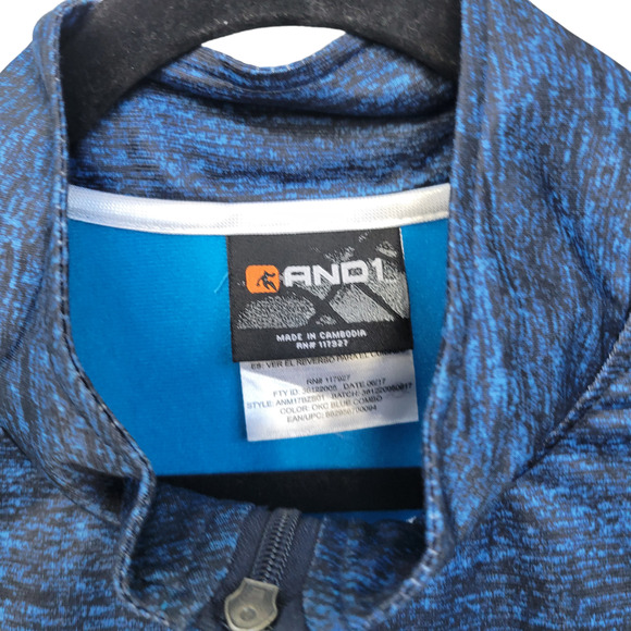 AND1 Basketball Colorblock Blue Full Zip Warm Track Jacket Men Sz L - Picture 2 of 6